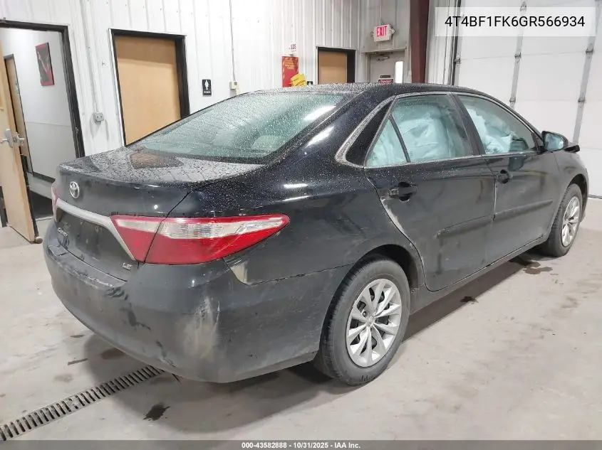 4T4BF1FK6GR566934 2016 Toyota Camry Le