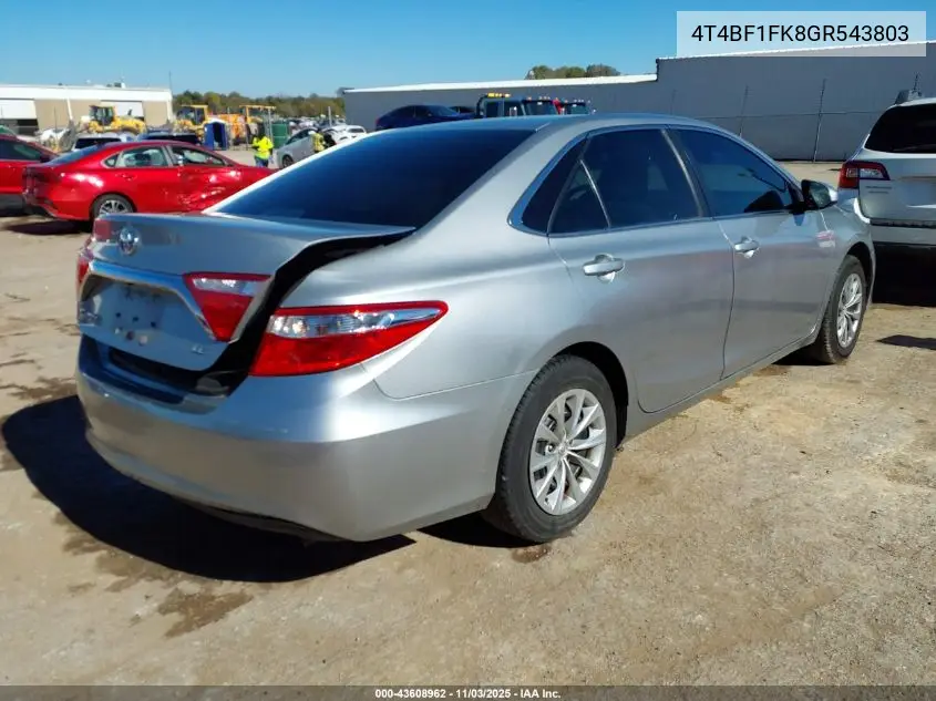 4T4BF1FK8GR543803 2016 Toyota Camry Le