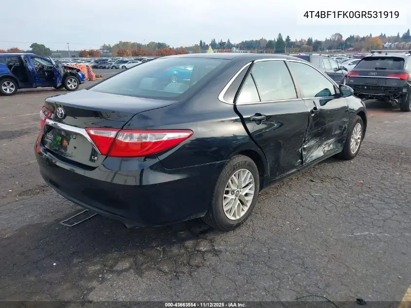 4T4BF1FK0GR531919 2016 Toyota Camry Le
