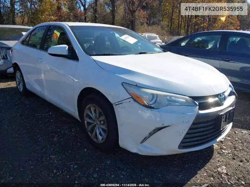 4T4BF1FK2GR535955 2016 Toyota Camry Le