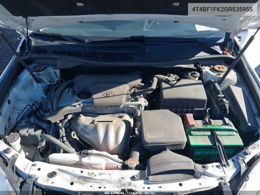 4T4BF1FK2GR535955 2016 Toyota Camry Le