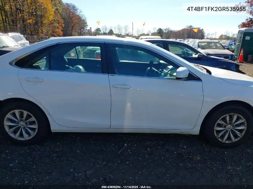 4T4BF1FK2GR535955 2016 Toyota Camry Le