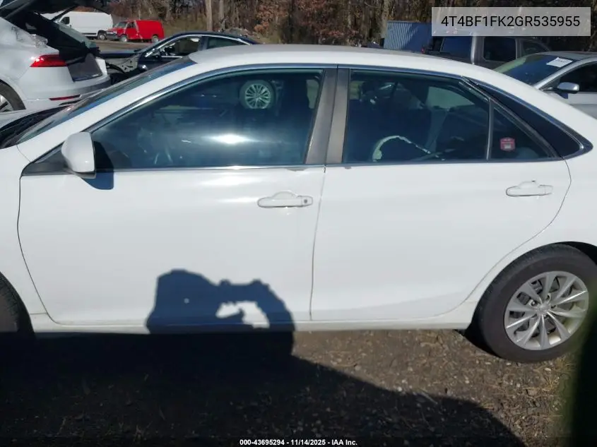 4T4BF1FK2GR535955 2016 Toyota Camry Le