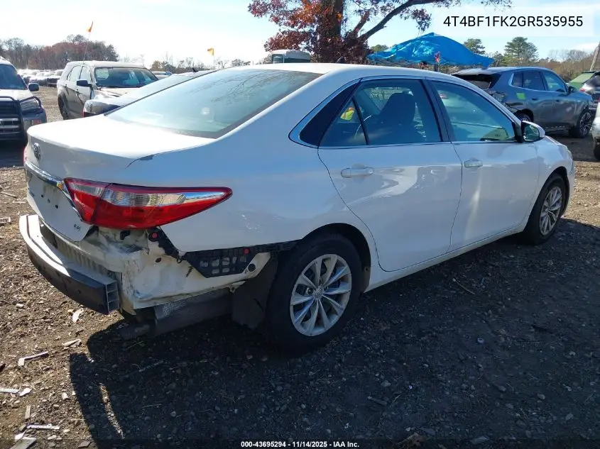 4T4BF1FK2GR535955 2016 Toyota Camry Le
