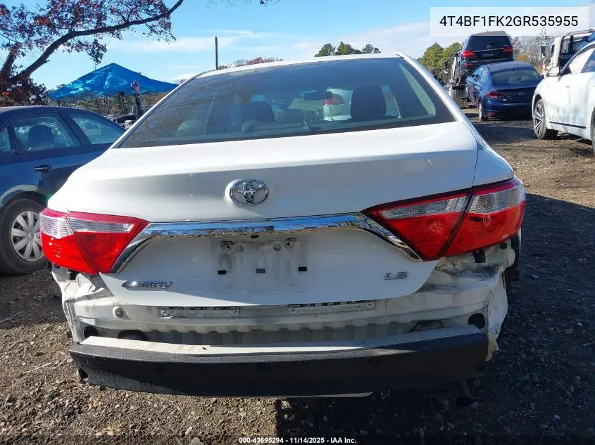 4T4BF1FK2GR535955 2016 Toyota Camry Le
