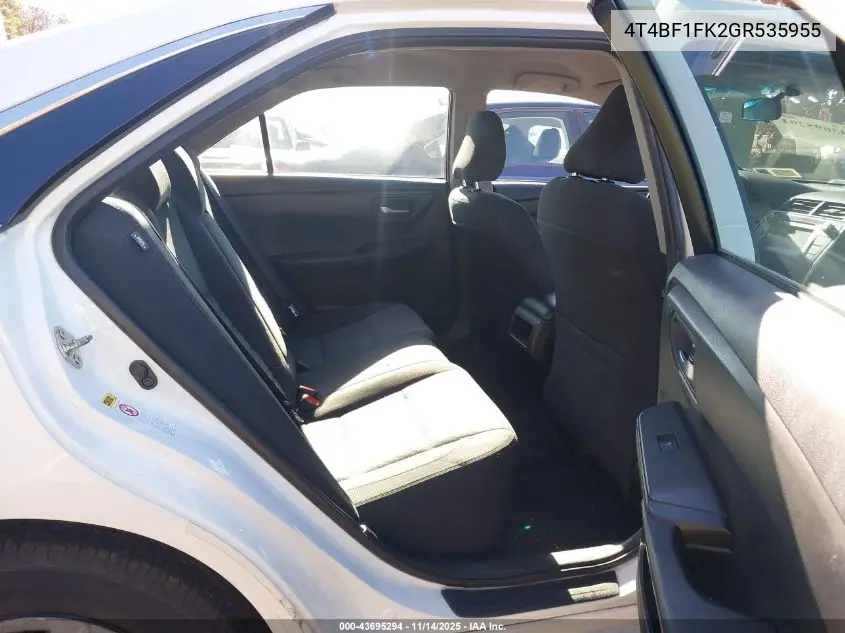 4T4BF1FK2GR535955 2016 Toyota Camry Le