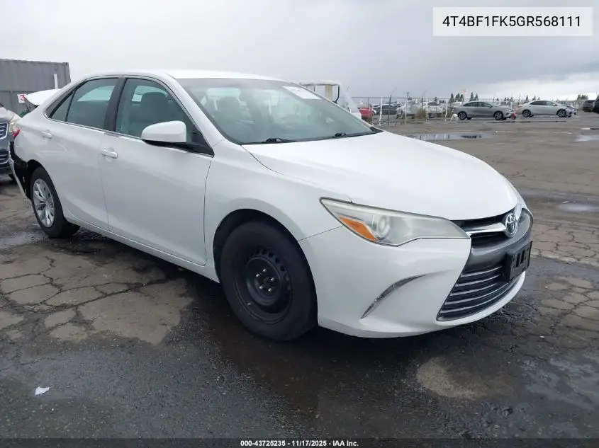 4T4BF1FK5GR568111 2016 Toyota Camry Le