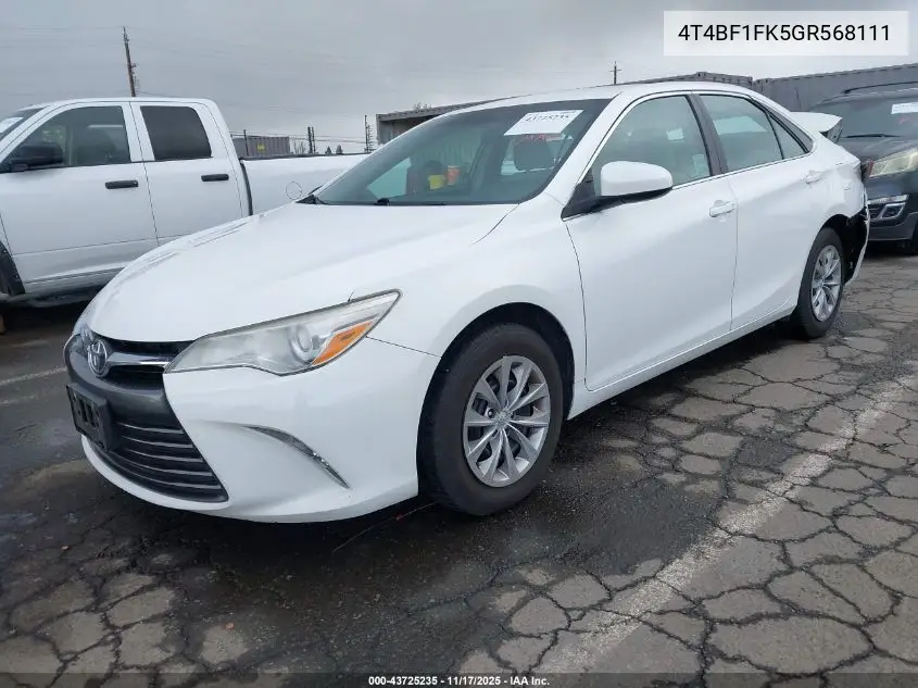 4T4BF1FK5GR568111 2016 Toyota Camry Le