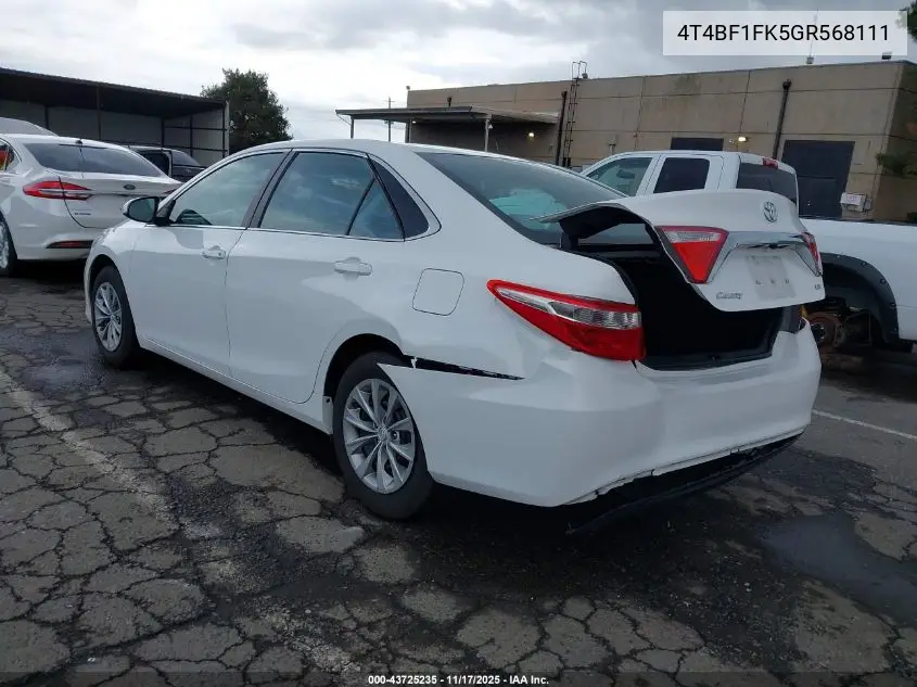 4T4BF1FK5GR568111 2016 Toyota Camry Le