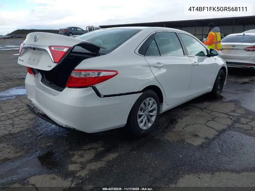 4T4BF1FK5GR568111 2016 Toyota Camry Le