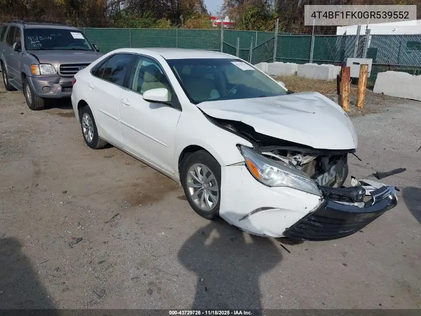 4T4BF1FK0GR539552 2016 Toyota Camry Le