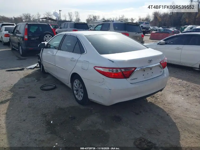 4T4BF1FK0GR539552 2016 Toyota Camry Le