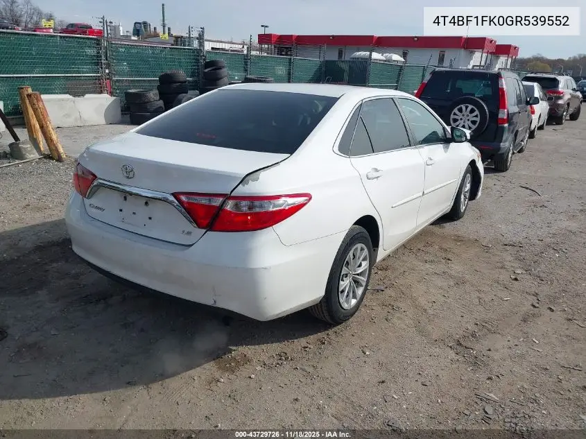 4T4BF1FK0GR539552 2016 Toyota Camry Le