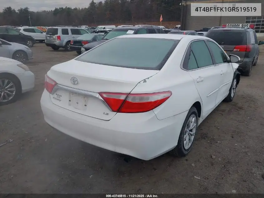 4T4BF1FK1GR519519 2016 Toyota Camry Le