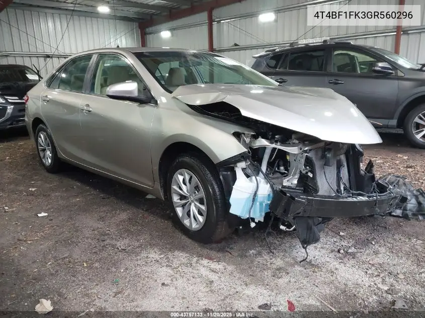 4T4BF1FK3GR560296 2016 Toyota Camry Le