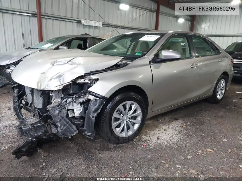 4T4BF1FK3GR560296 2016 Toyota Camry Le