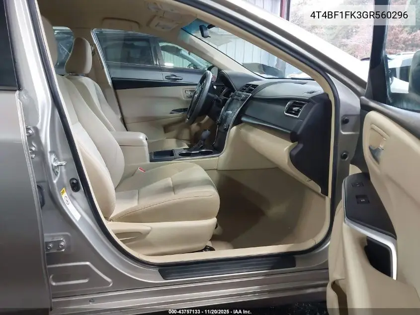 4T4BF1FK3GR560296 2016 Toyota Camry Le