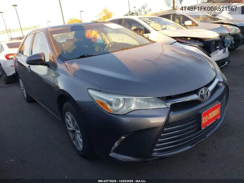 4T4BF1FK0GR521567 2016 Toyota Camry Le