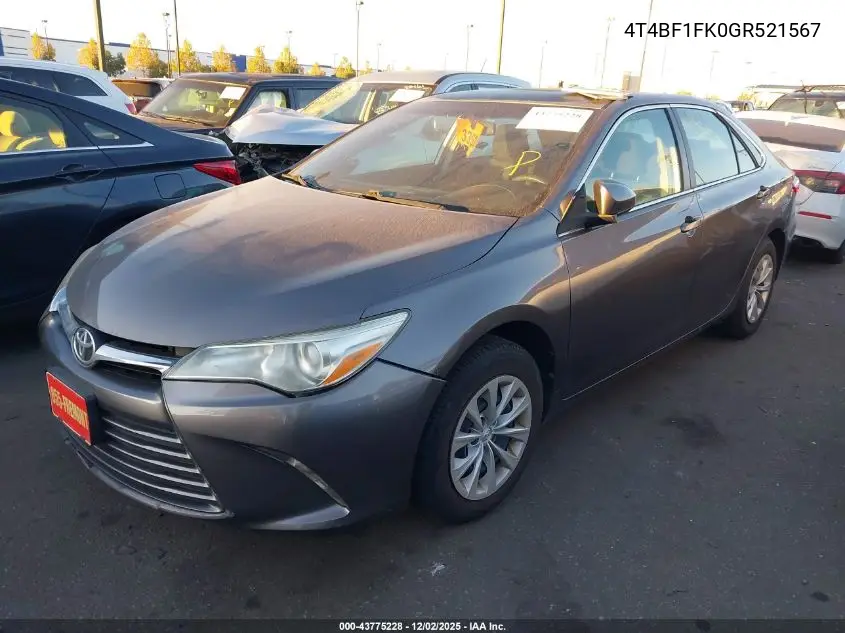 4T4BF1FK0GR521567 2016 Toyota Camry Le