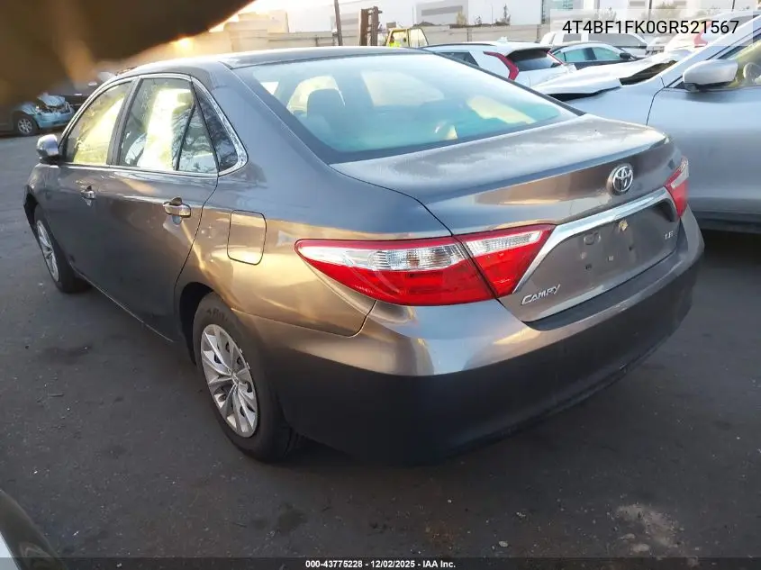 4T4BF1FK0GR521567 2016 Toyota Camry Le