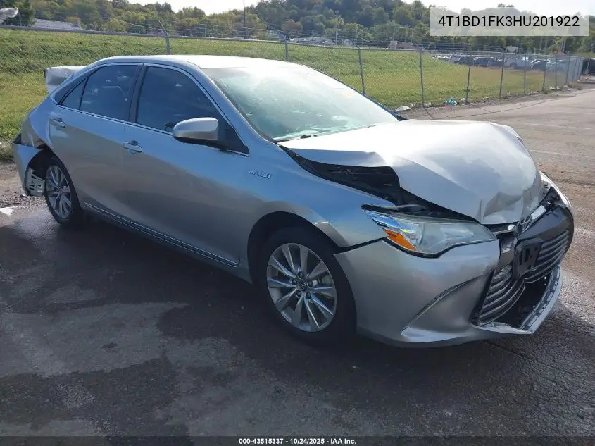 4T1BD1FK3HU201922 2017 Toyota Camry Hybrid Xle