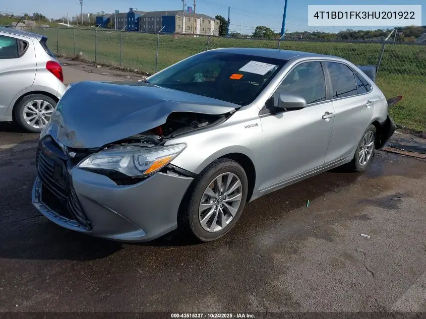 4T1BD1FK3HU201922 2017 Toyota Camry Hybrid Xle
