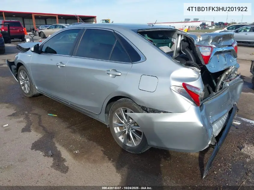 4T1BD1FK3HU201922 2017 Toyota Camry Hybrid Xle