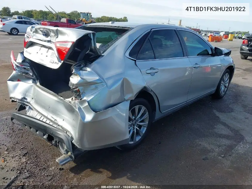 4T1BD1FK3HU201922 2017 Toyota Camry Hybrid Xle
