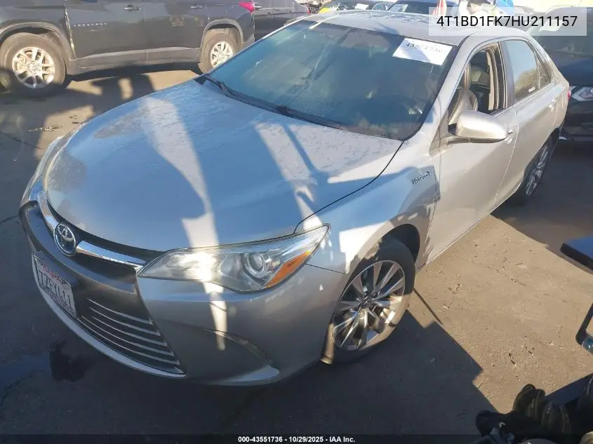 4T1BD1FK7HU211157 2017 Toyota Camry Hybrid Xle