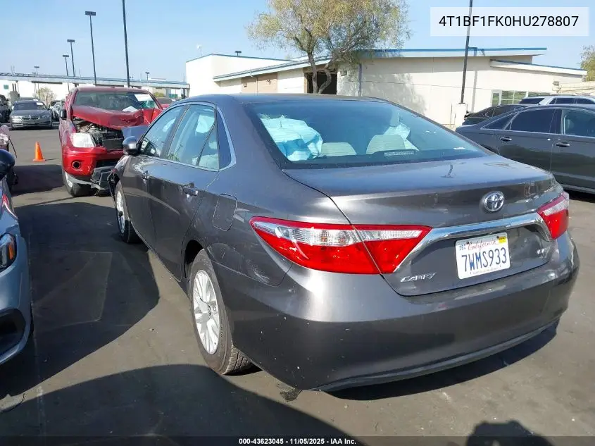 4T1BF1FK0HU278807 2017 Toyota Camry Le