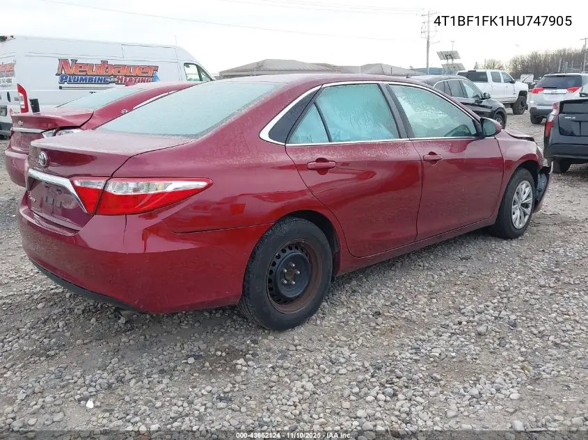 4T1BF1FK1HU747905 2017 Toyota Camry Le
