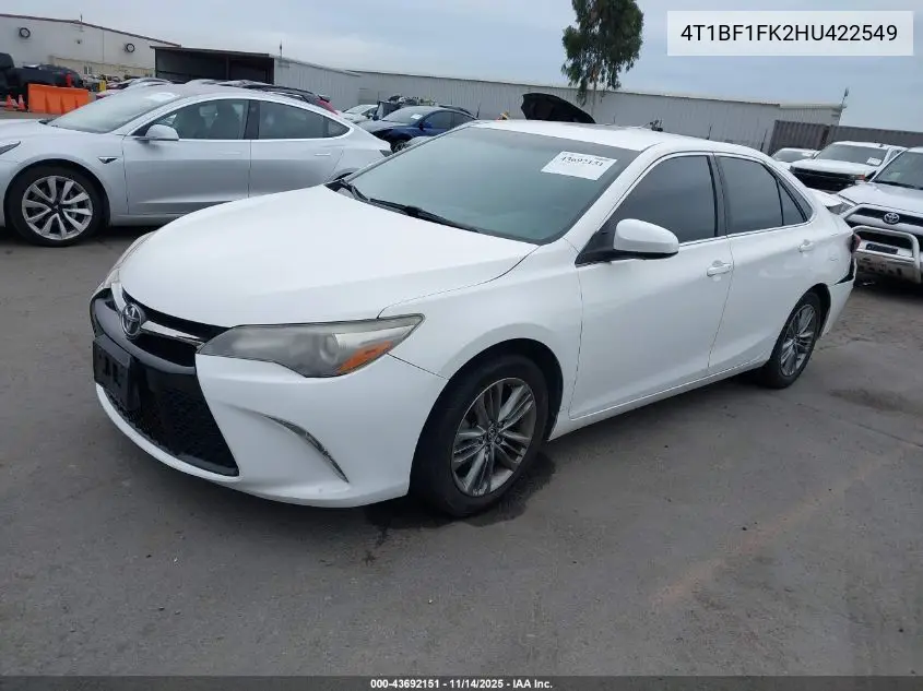 4T1BF1FK2HU422549 2017 Toyota Camry Se