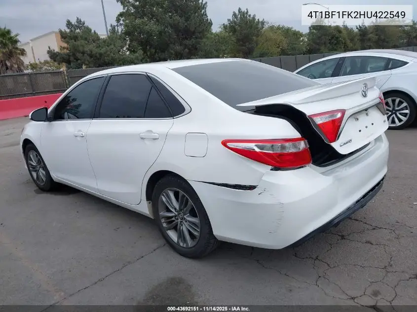 4T1BF1FK2HU422549 2017 Toyota Camry Se