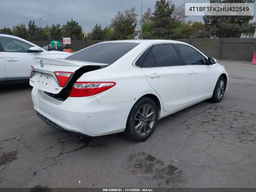 4T1BF1FK2HU422549 2017 Toyota Camry Se