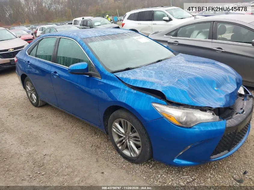 4T1BF1FK2HU645478 2017 Toyota Camry Se