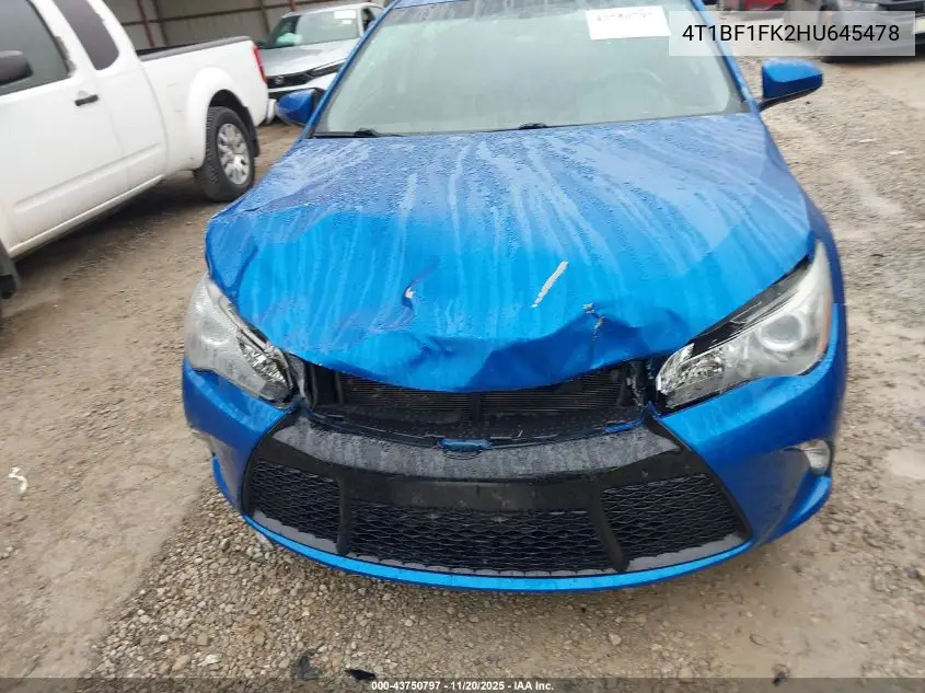 4T1BF1FK2HU645478 2017 Toyota Camry Se