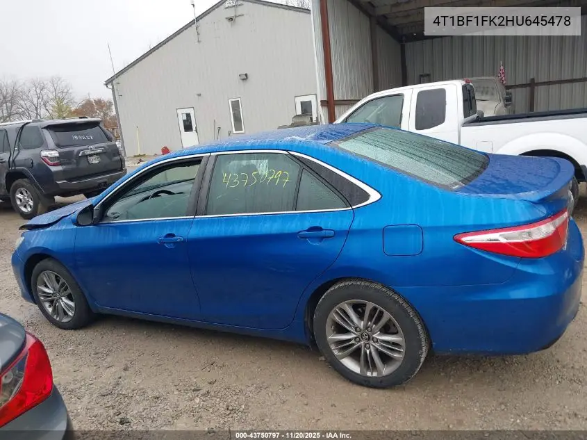 4T1BF1FK2HU645478 2017 Toyota Camry Se