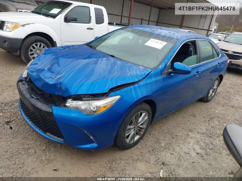 4T1BF1FK2HU645478 2017 Toyota Camry Se