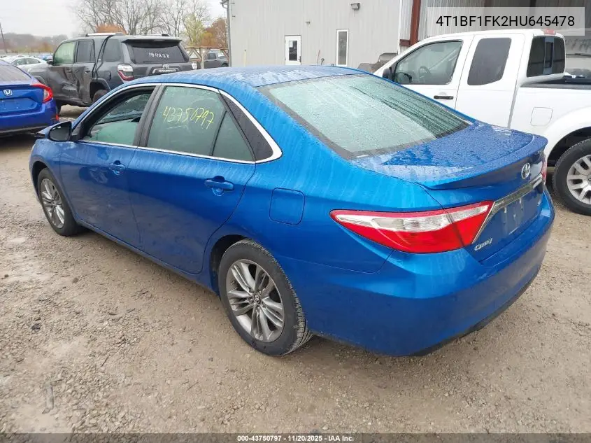 4T1BF1FK2HU645478 2017 Toyota Camry Se