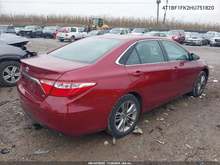 4T1BF1FK2HU751820 2017 Toyota Camry Se