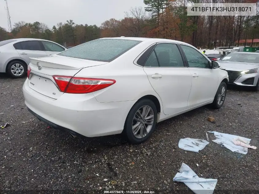 4T1BF1FK3HU318071 2017 Toyota Camry Se
