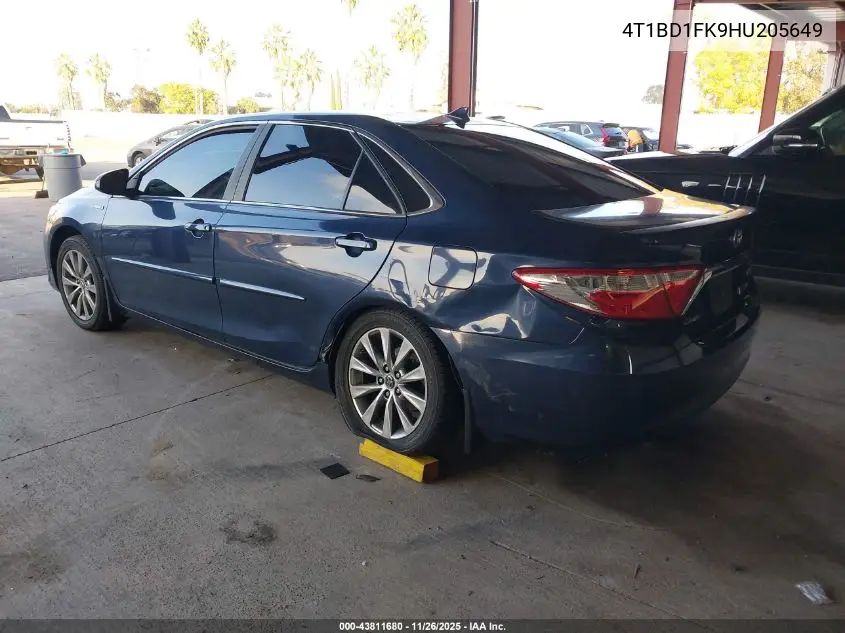 4T1BD1FK9HU205649 2017 Toyota Camry Hybrid Xle