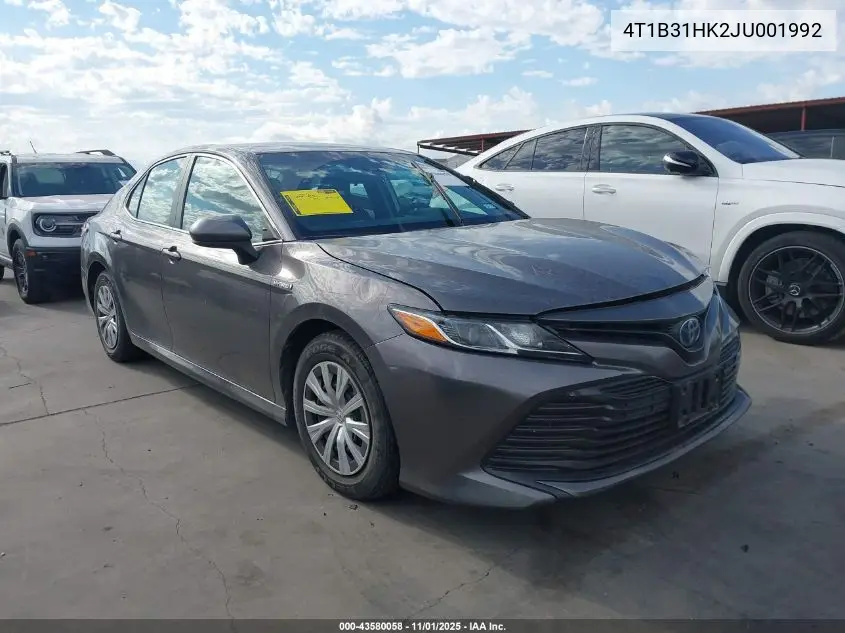 4T1B31HK2JU001992 2018 Toyota Camry Hybrid Le