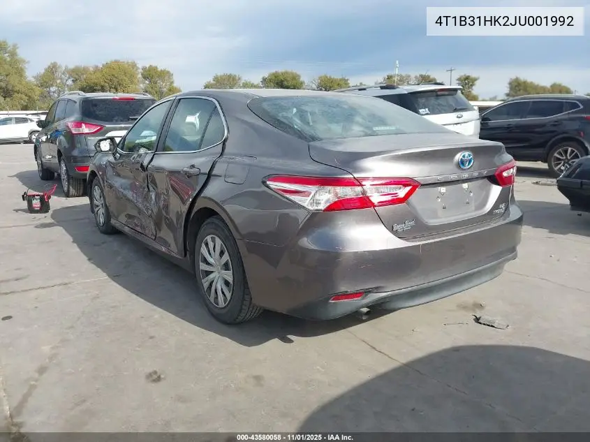 4T1B31HK2JU001992 2018 Toyota Camry Hybrid Le
