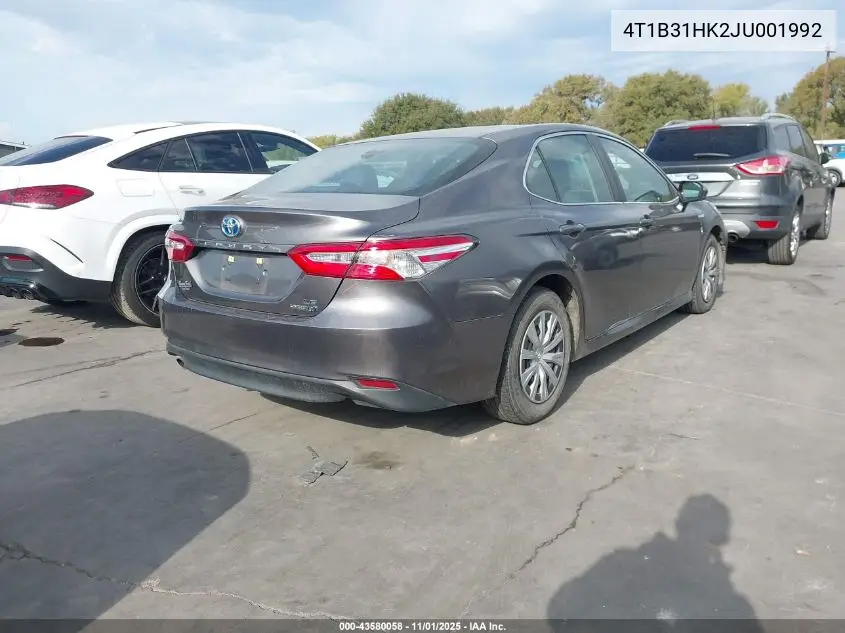 4T1B31HK2JU001992 2018 Toyota Camry Hybrid Le