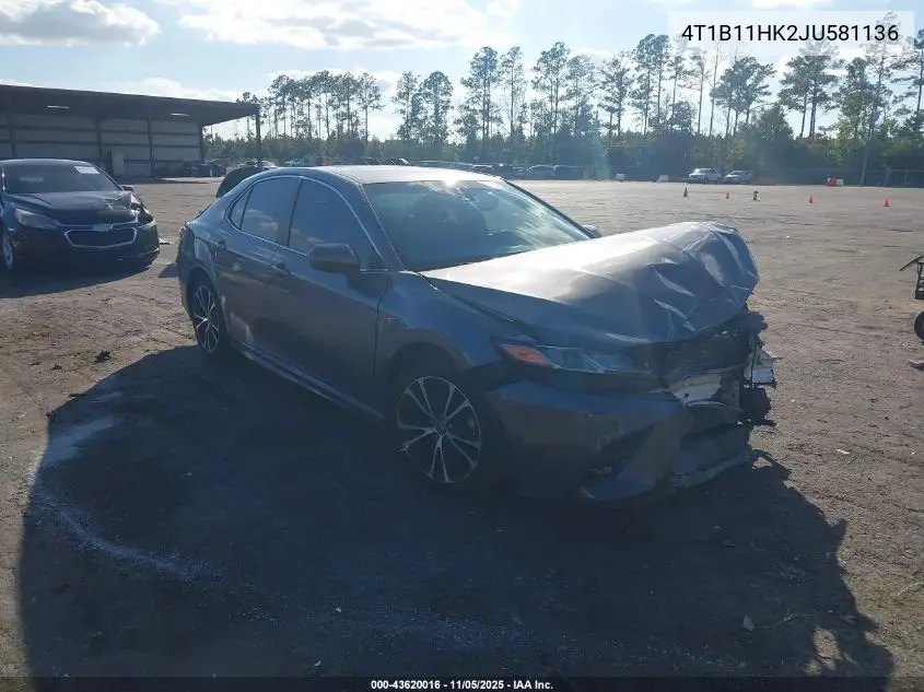 4T1B11HK2JU581136 2018 Toyota Camry Se