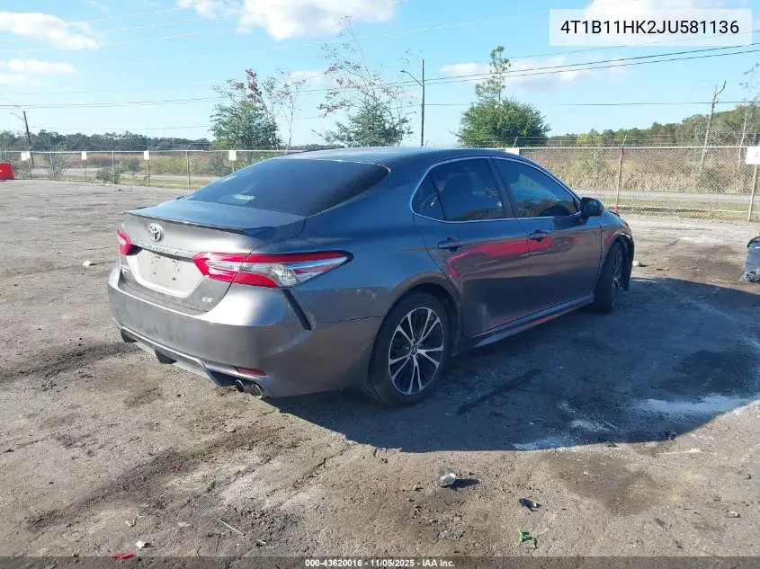 4T1B11HK2JU581136 2018 Toyota Camry Se