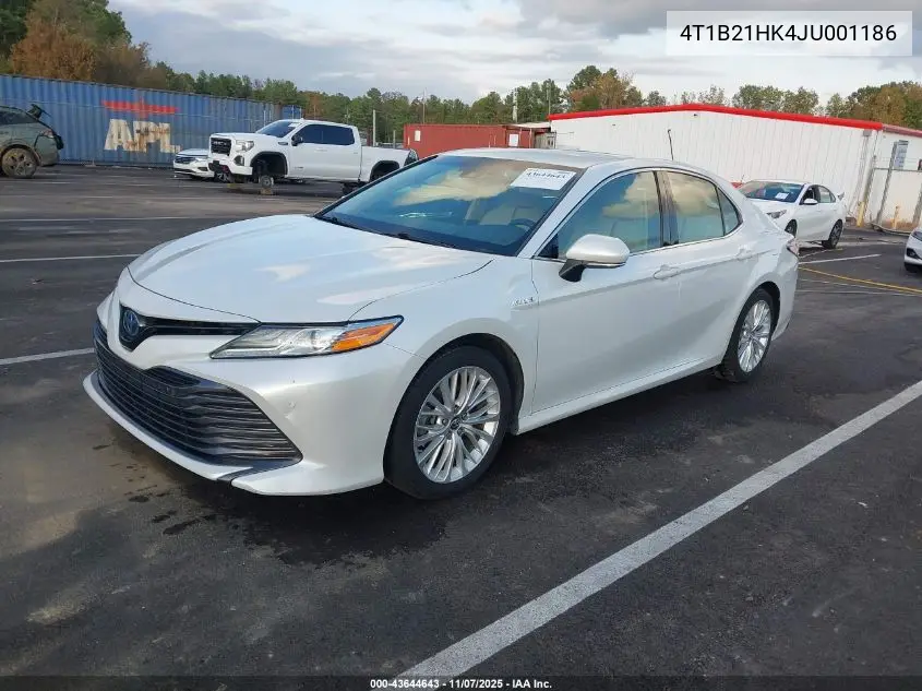 4T1B21HK4JU001186 2018 Toyota Camry Hybrid Xle