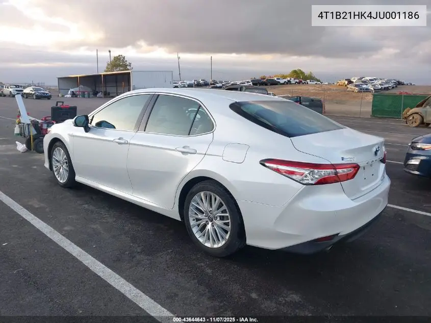 4T1B21HK4JU001186 2018 Toyota Camry Hybrid Xle