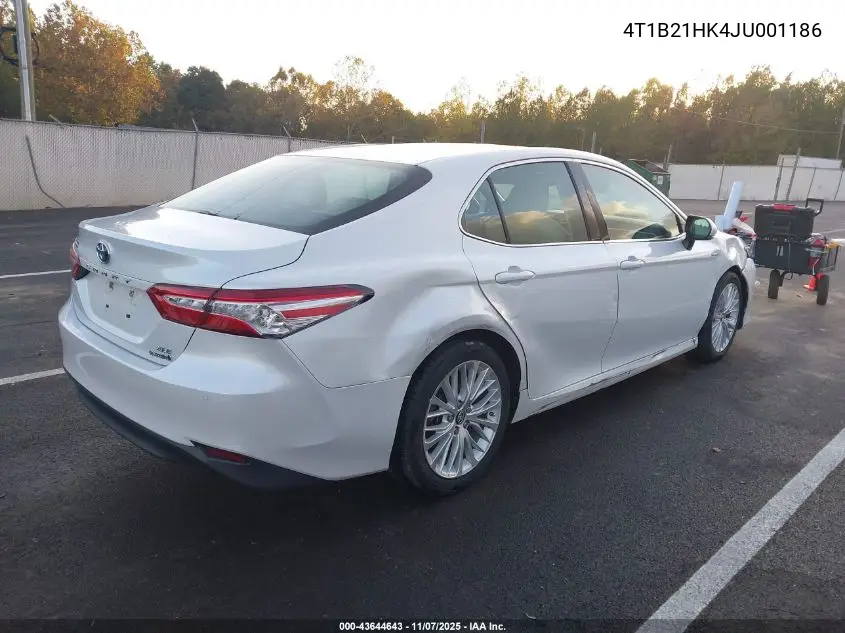 4T1B21HK4JU001186 2018 Toyota Camry Hybrid Xle